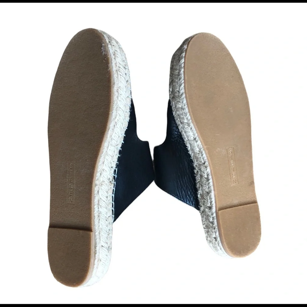Steven Steve Madden Black Lapis Espadrille Leather Platform Sandal 8M Bohemian
